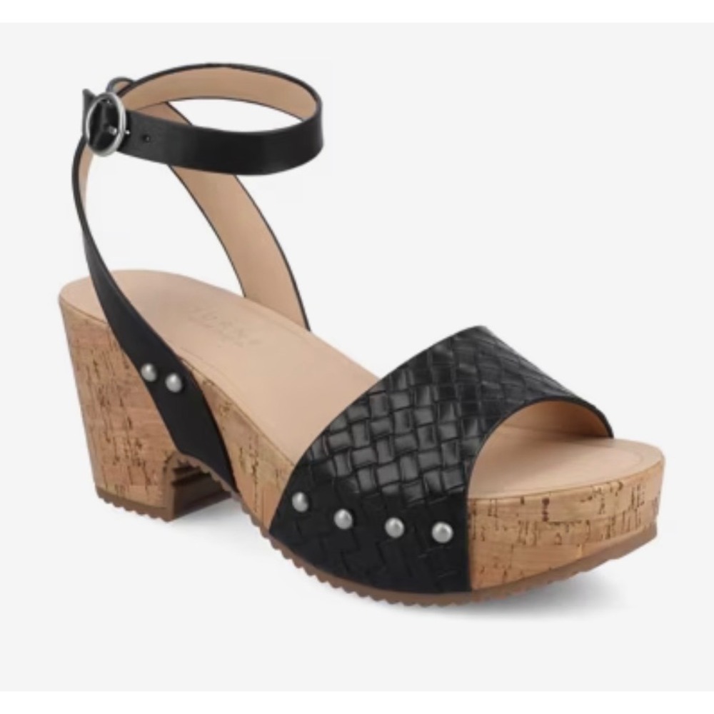 Journee Vanessa Platform Sandals – Black‎ Woven – Women's Size 10 – New in Box